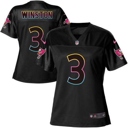 Nike Buccaneers #3 Jameis Winston Black Women's NFL Fashion Game Jersey